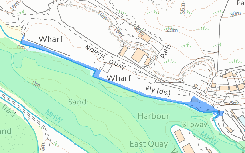 North Quay walls, steps, former stables and sluice and adjacent road bridge, Hayle - 1455446 | Historic England